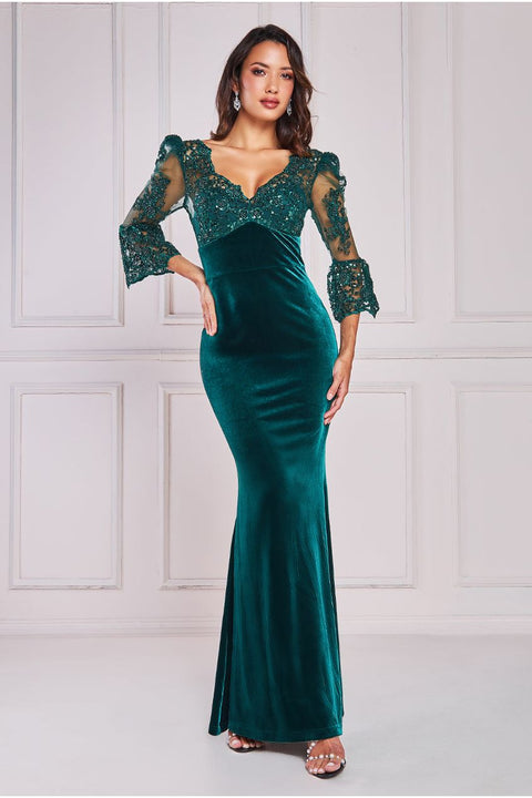 V Neck Emerald Green Elegant Fancy Prom Dresses Formal Evening Dress –  Laurafashionshop